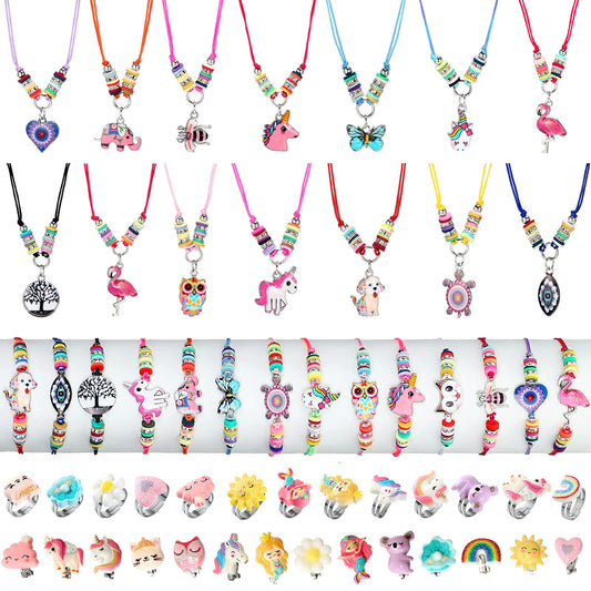 Sherr 70 Pcs Kids Jewelry Set for Little Girls Unicorn Mermaid, Cute Style