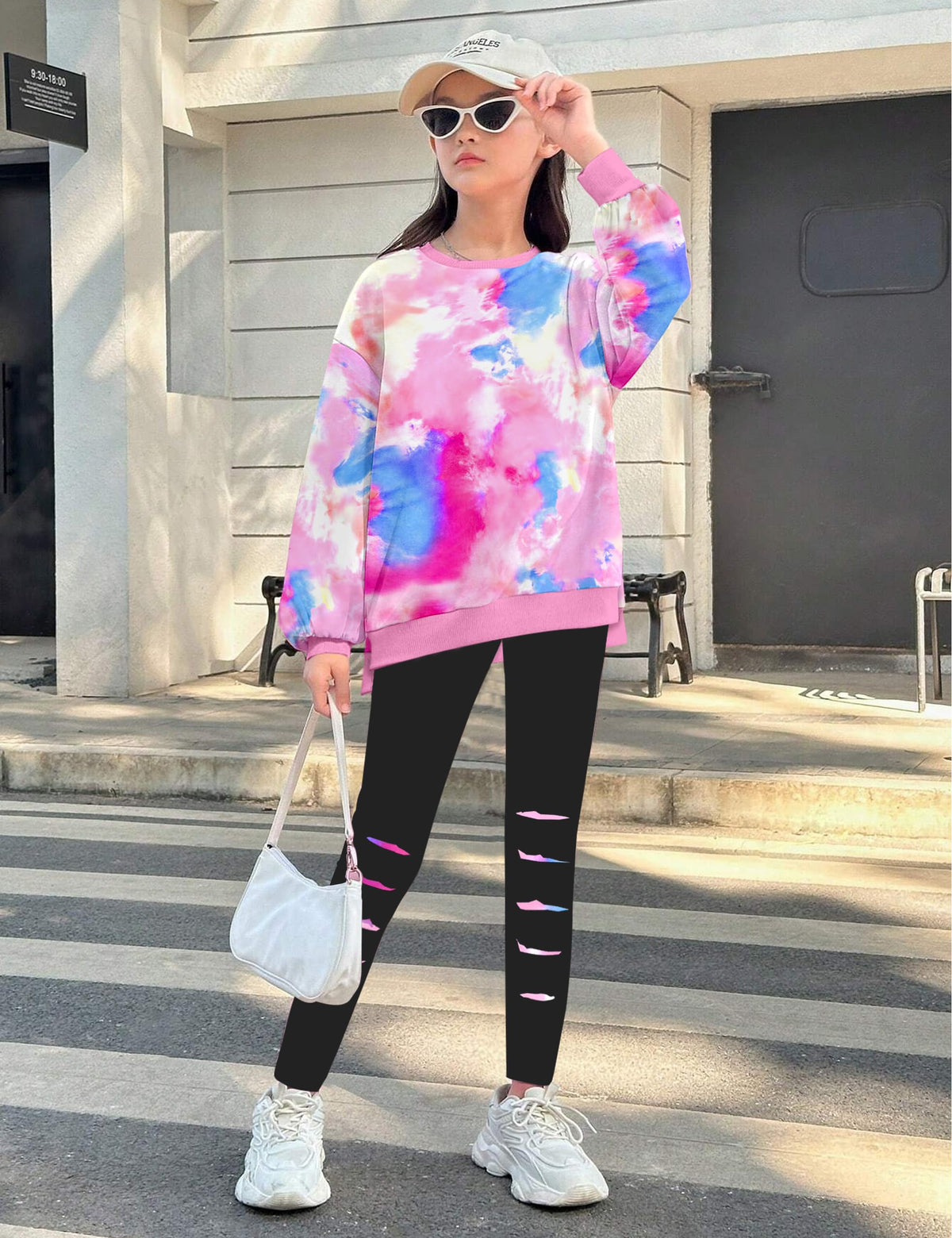 Tomolant Girls Clothes Size 6, Kids Clothes Tie Dye Sweatshirt Pants Set