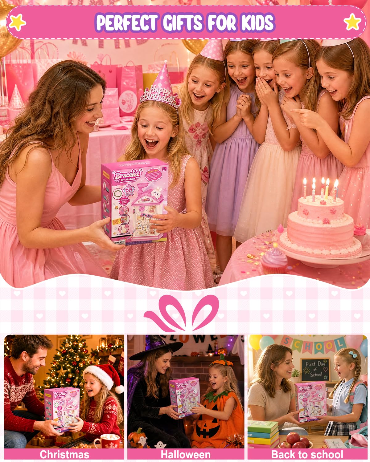 Bracelet Making Kit, 800+ Beads Hand-Crank Birthday Gift for Girls 6-12