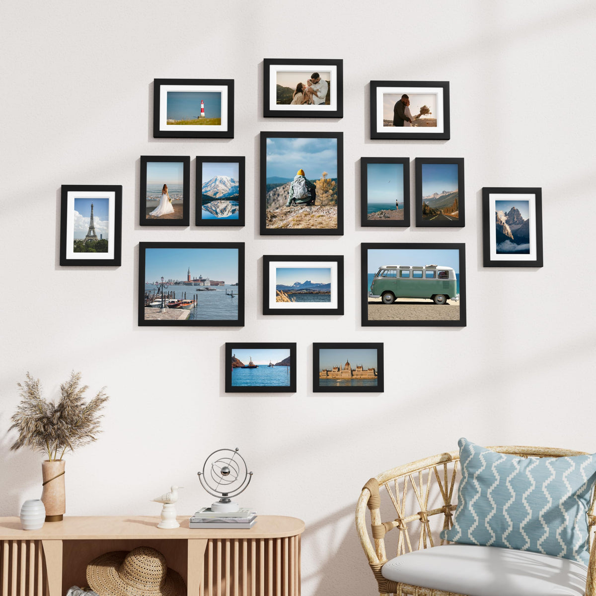 Vittanly 15 Pack Picture Frames Collage Wall Decor, Wall/Tabletop Display