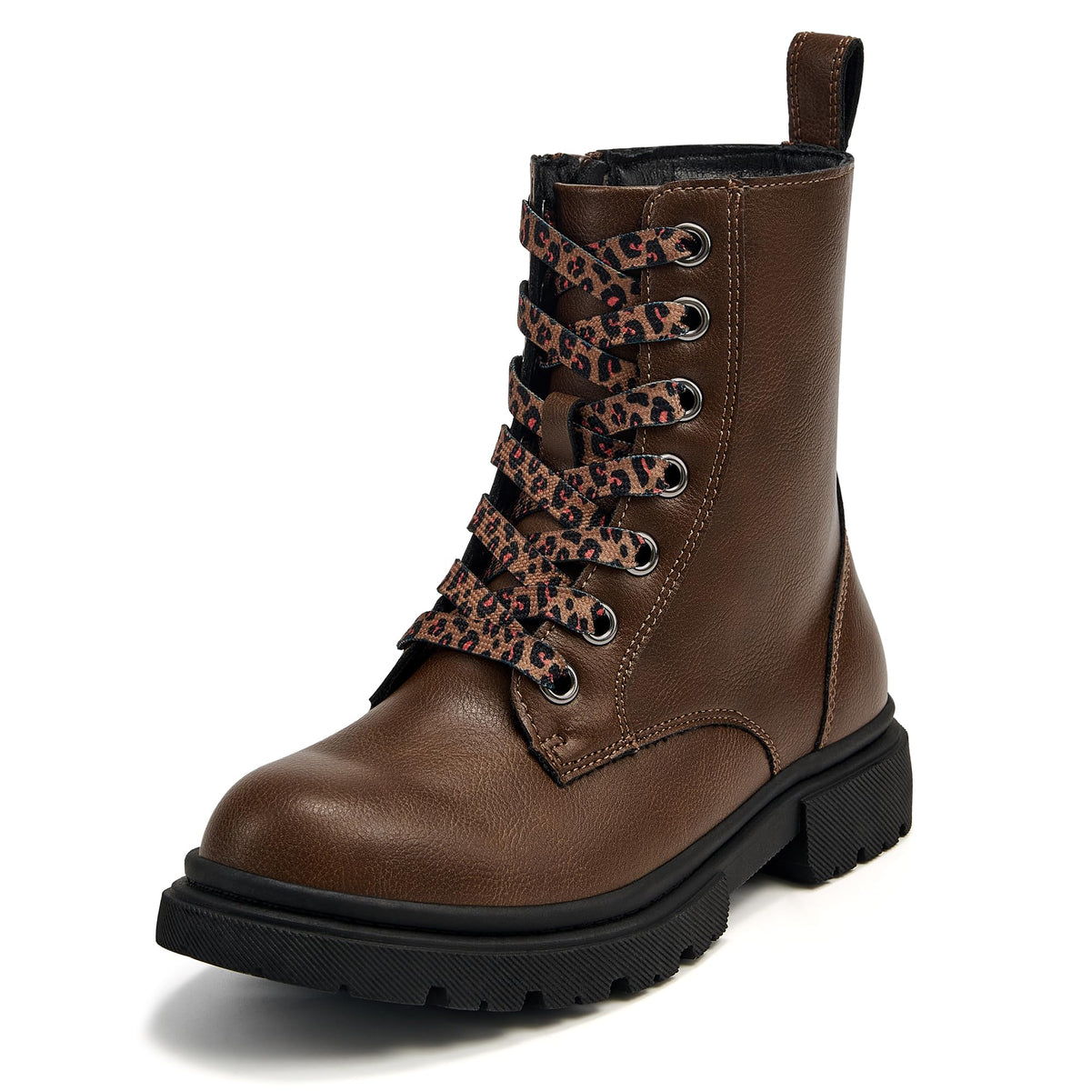 Stelle Girls Combat Ankle Boots with Printed Lace-Up Side Zipper(BN, 3ML)