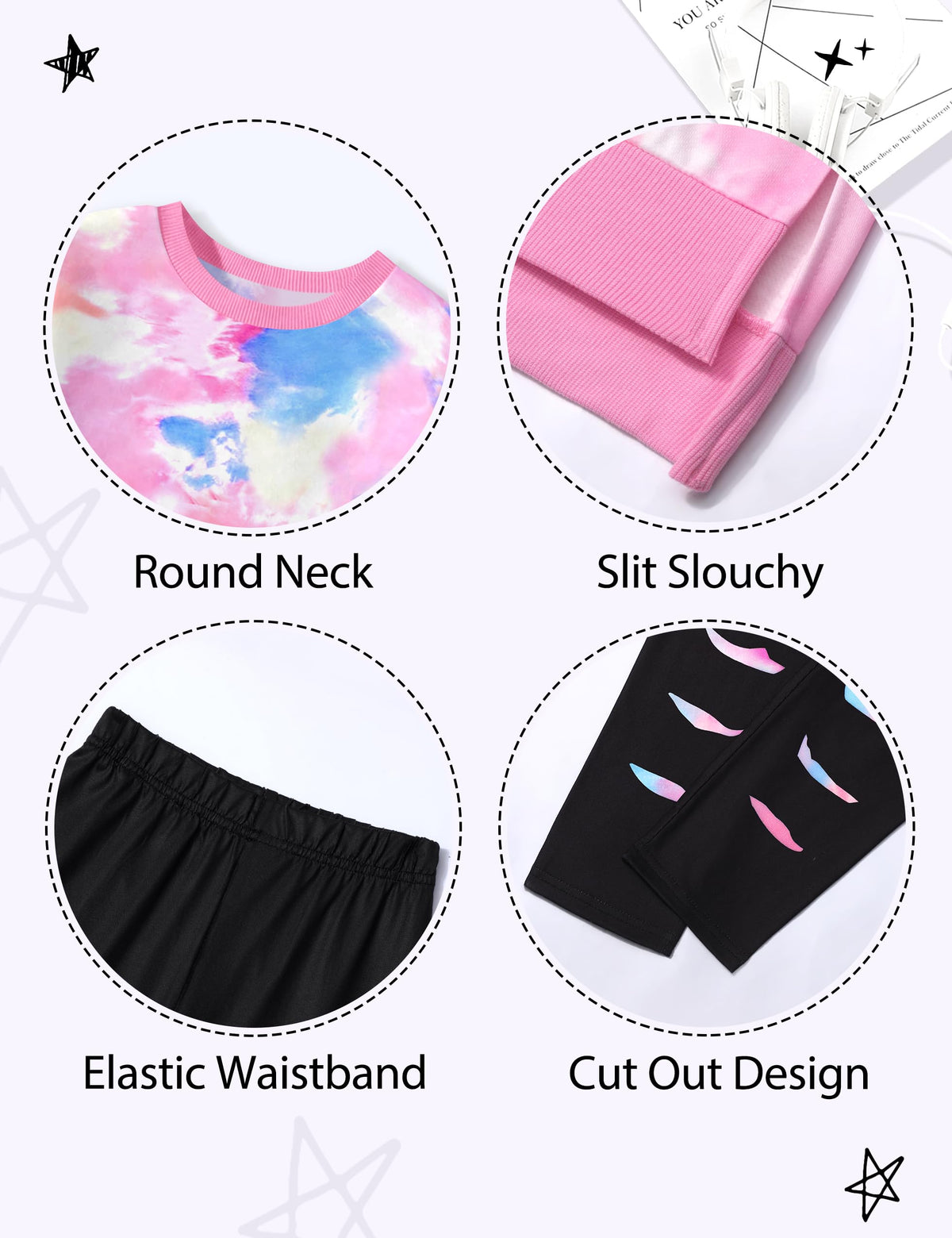 Tomolant Girls Clothes Size 6, Kids Clothes Tie Dye Sweatshirt Pants Set