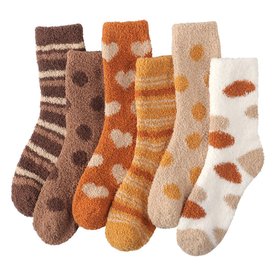 Fuzzy Socks for Women Cozy Fall Fashion Socks Soft Fluffy for Lady 6 Pairs