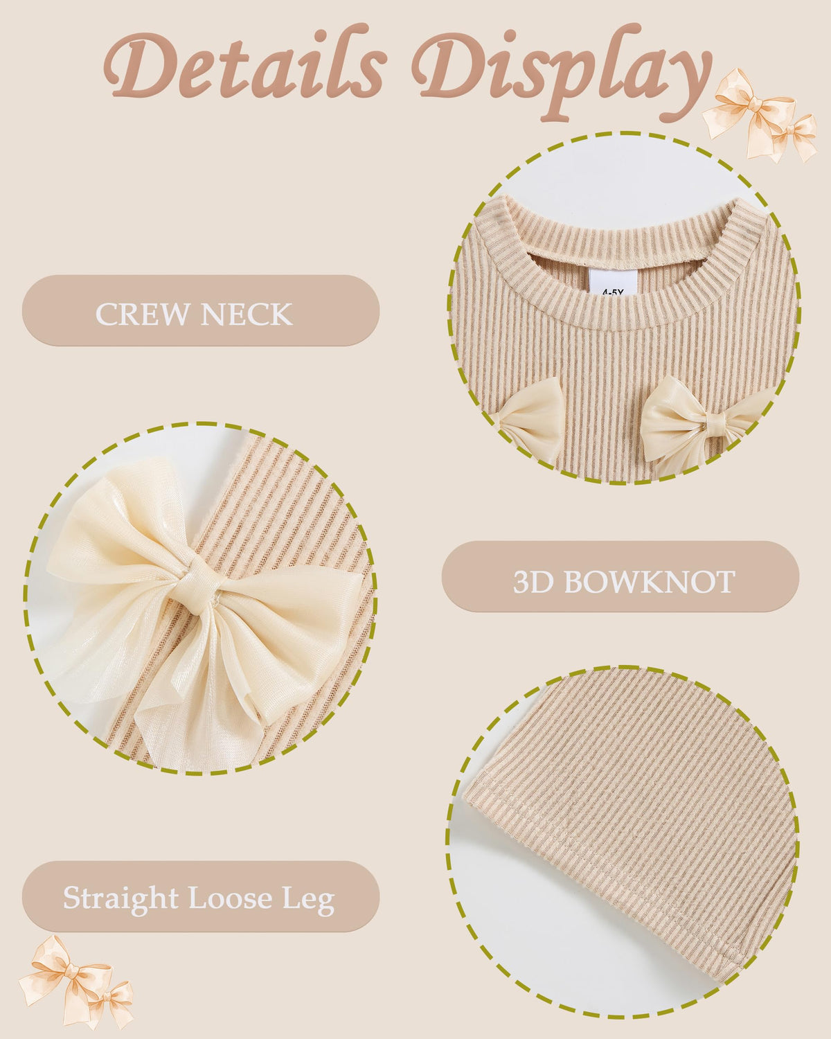 EVIRWZIA Girls Bow Outfit Set