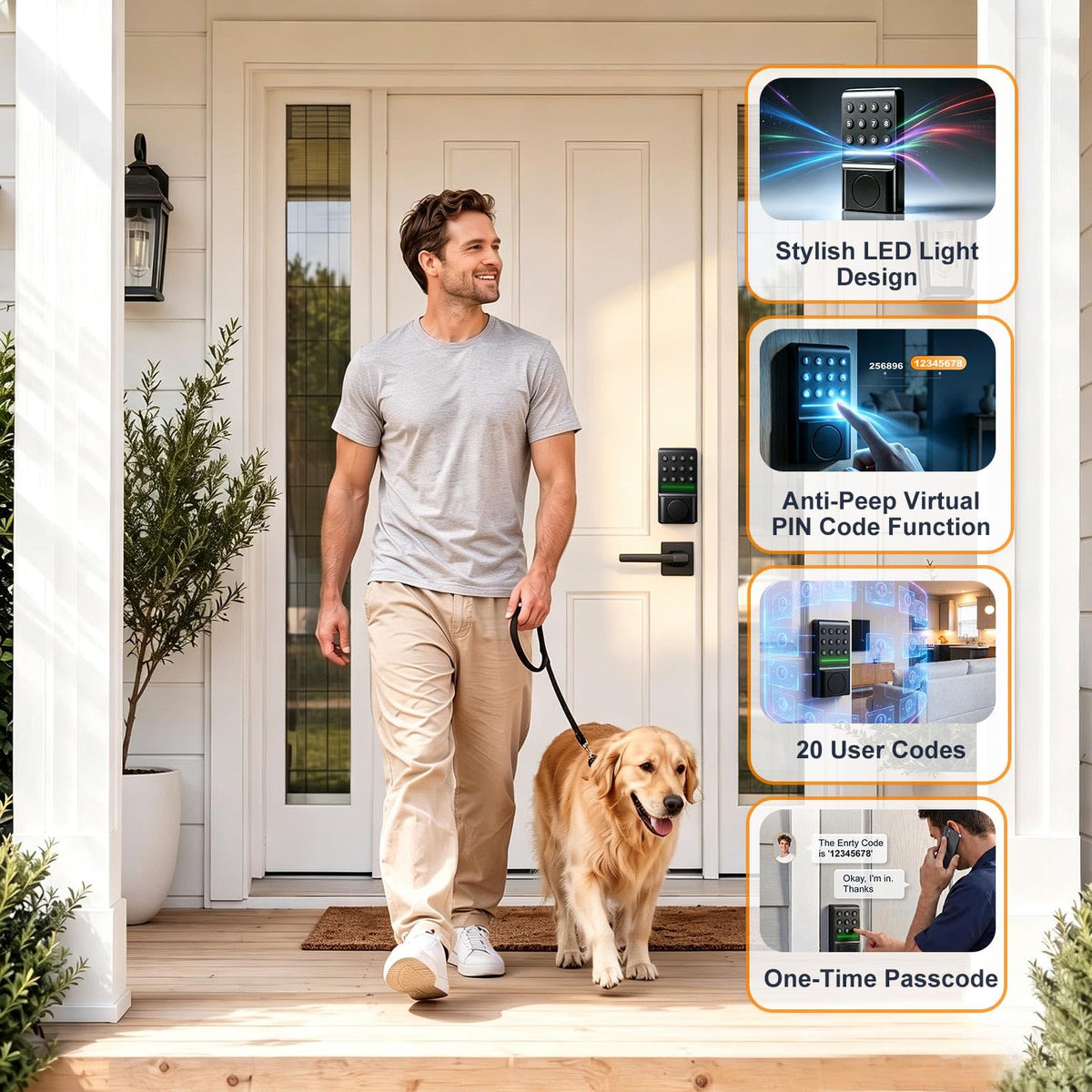 SEPOX�� Keyless Entry Deadbolt, Offline Smart Keypad Doorlock, LED Indic
