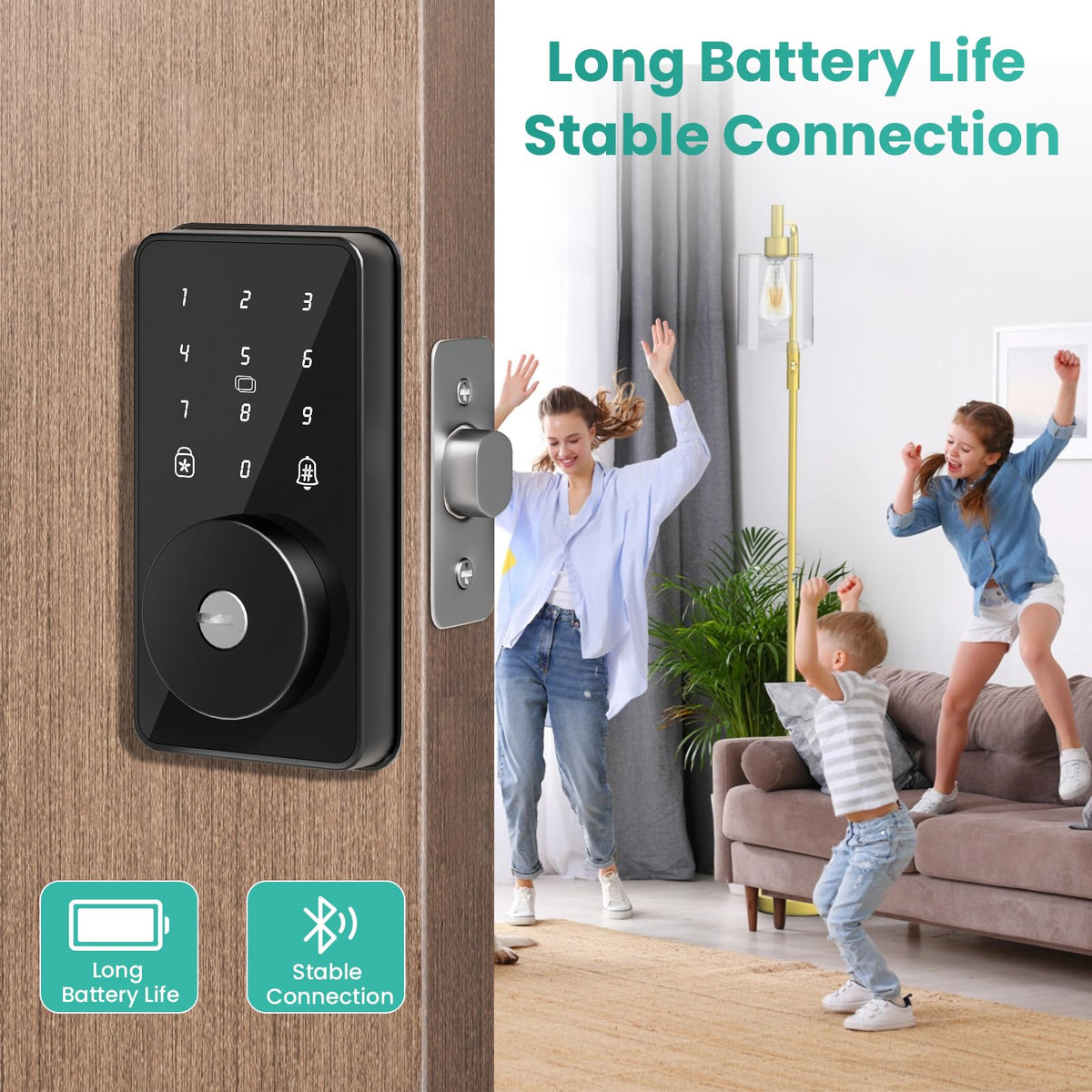 MOUSETRO Smart Lock, 4-in-1 Keyless Entry Door Lock for Front Door, Digital Door Lock with Keypad, Bluetooth Smart Deadbolt, App Control
