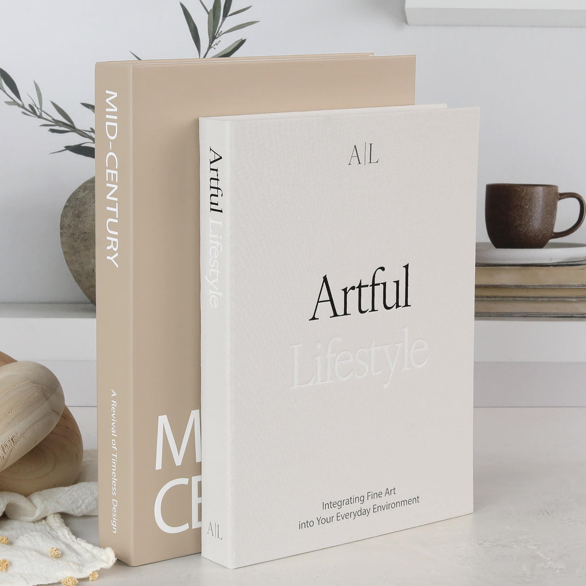Aesthetic Decorative Books Set of 2 - Stylish Boxes for Coffee Table Decor