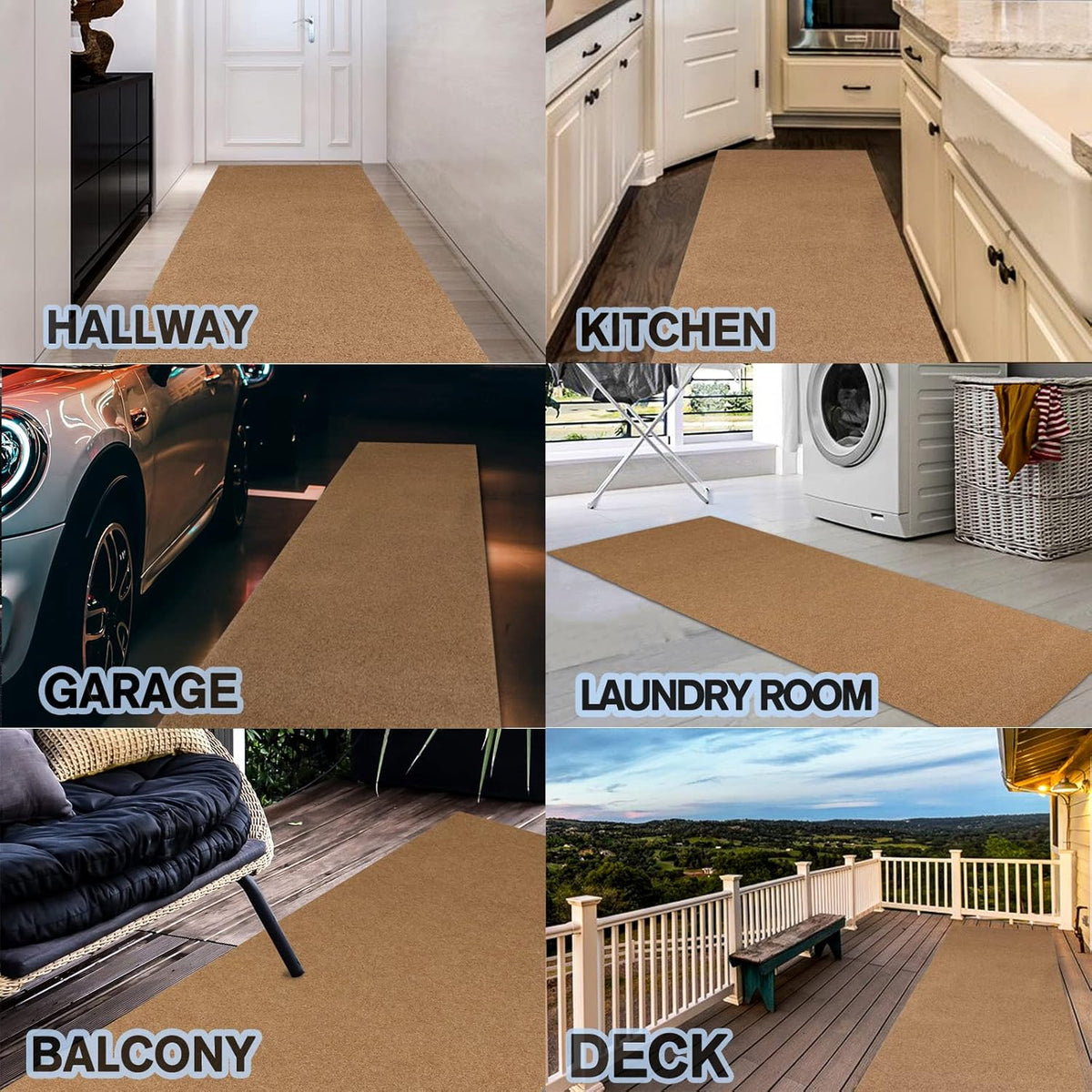 Custom Size Backed Non-Slip Area Rugs Runner, Easy Clean, Waterproof Runner Rugs for Hallway Entryway, Kitchen, Laundry, 3FT x 5FT, Beige