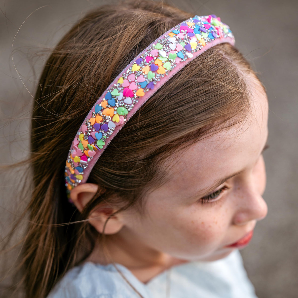 FROG SAC Headbands for Girls - Heart Head Bands for Kids, Wide Rainbow Hair Band for Little Girl, Sparkly Hair Accessories for Toddler Children, Easter Basket Stocking Stuffers (Rainbow Hearts)