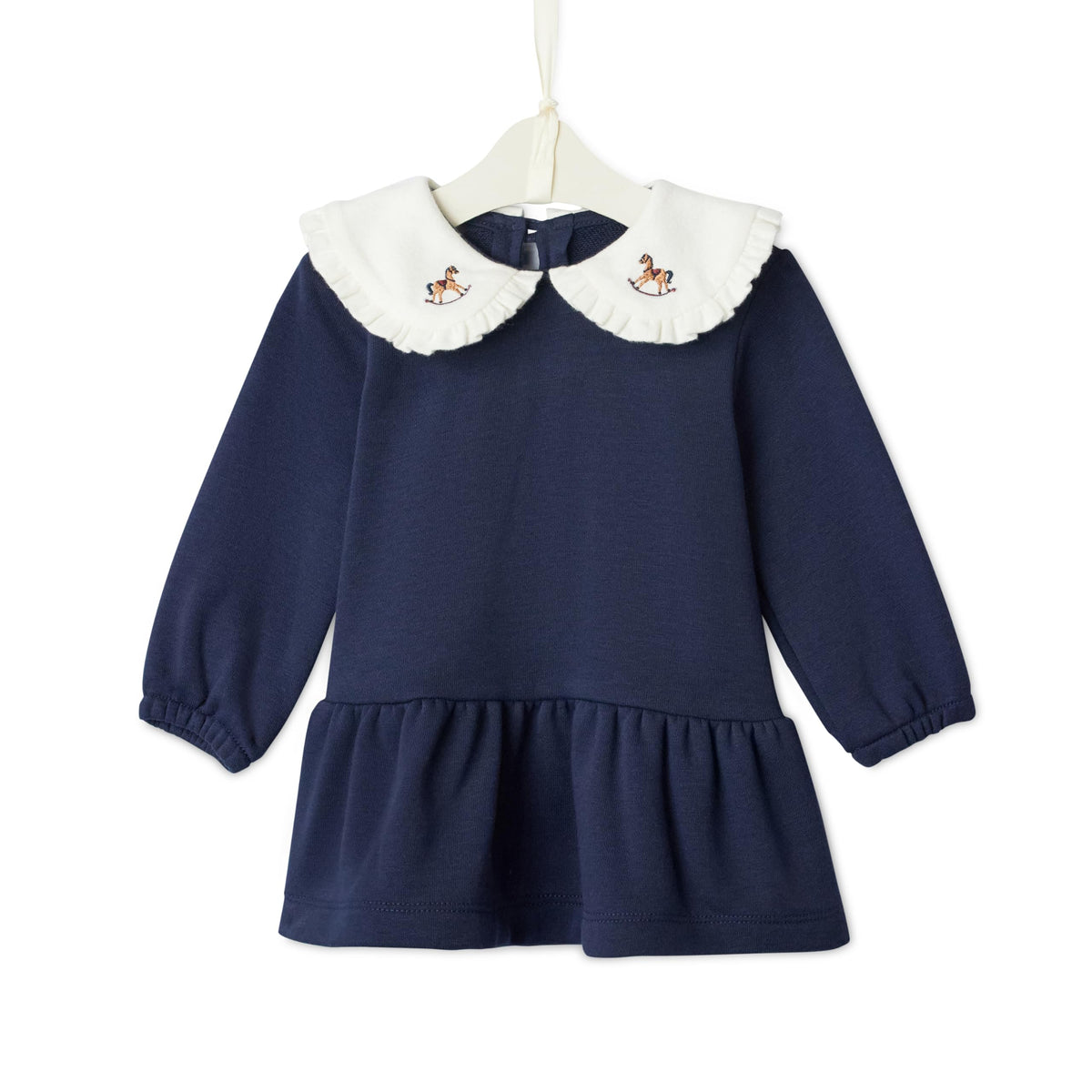 Amazon Essentials x Sofia Grainge Toddler Girls' Longsleeve French Terry Dress, Navy Blazer Combo, 4T