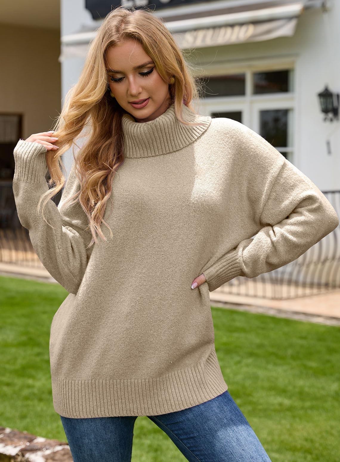Women's Oversized Turtleneck Sweaters Winter Long Sleeve Pullover