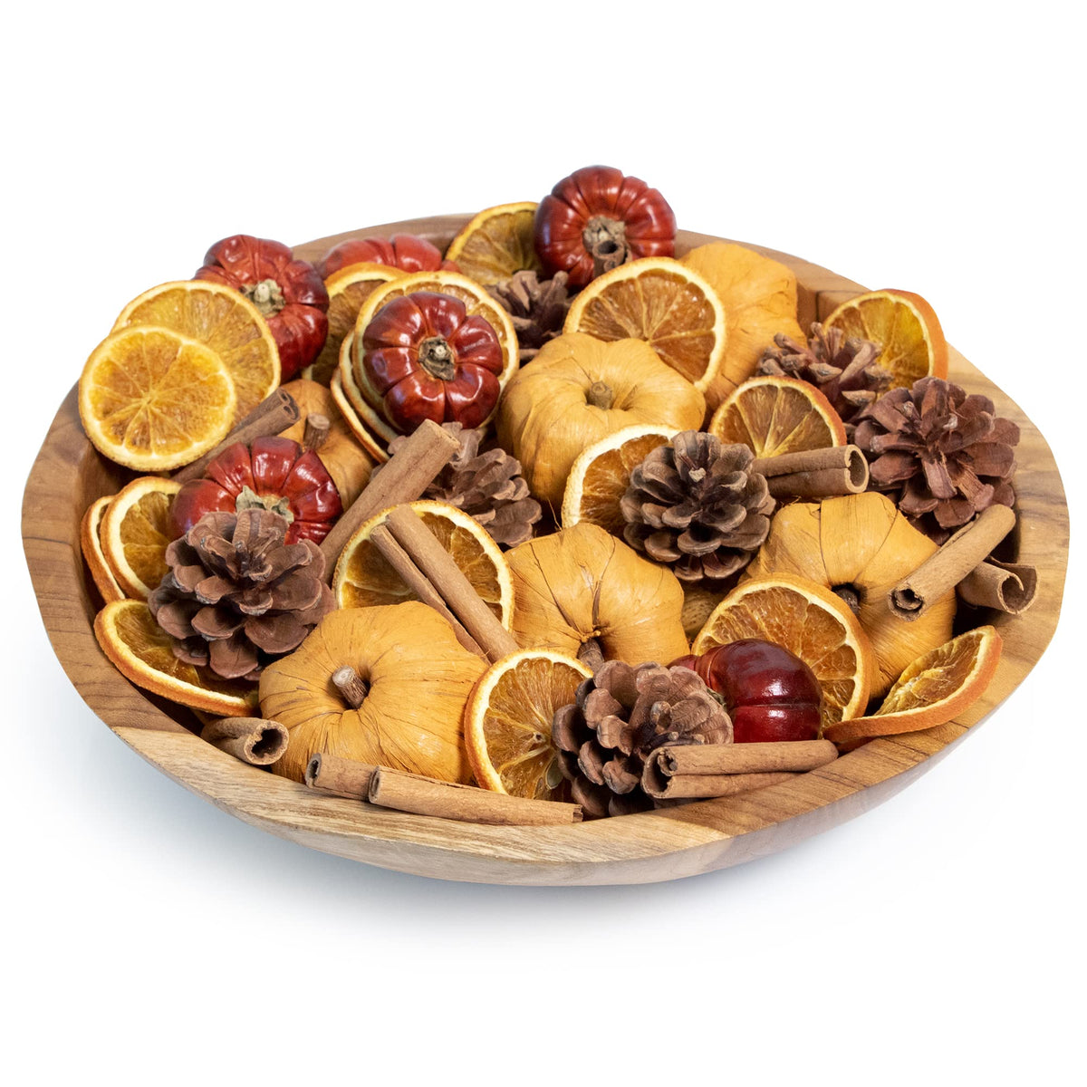ANDALUCA Potpourri Mini Pumpkins, Cinnamon, Orange Slices & Pumpkin Spice Fragrance Vial Included Vase & Bowl Filler (Pumpkin Spice)