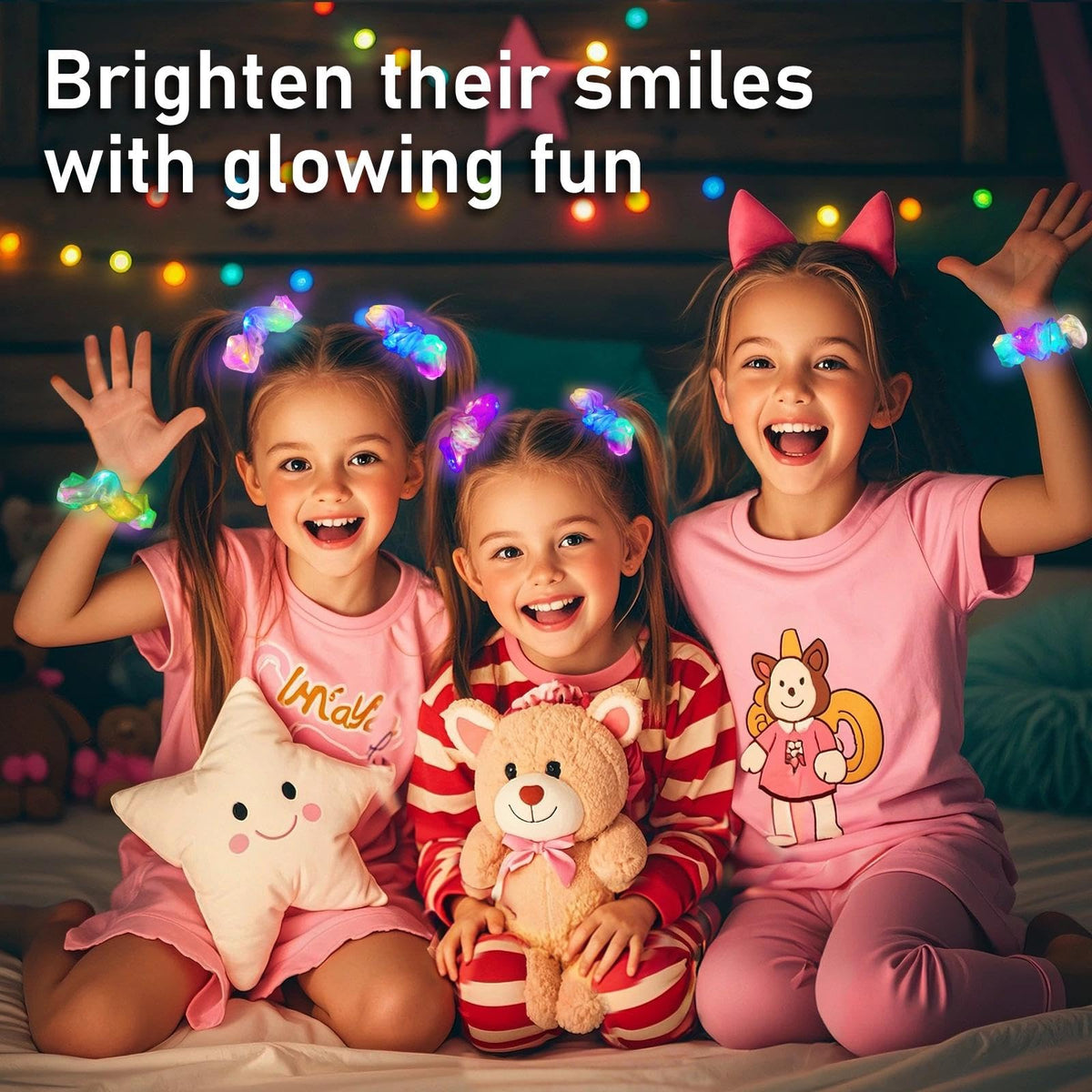 8 PCS Light Up Scrunchies, 3 Glow Modes Hair Accessories for Parties