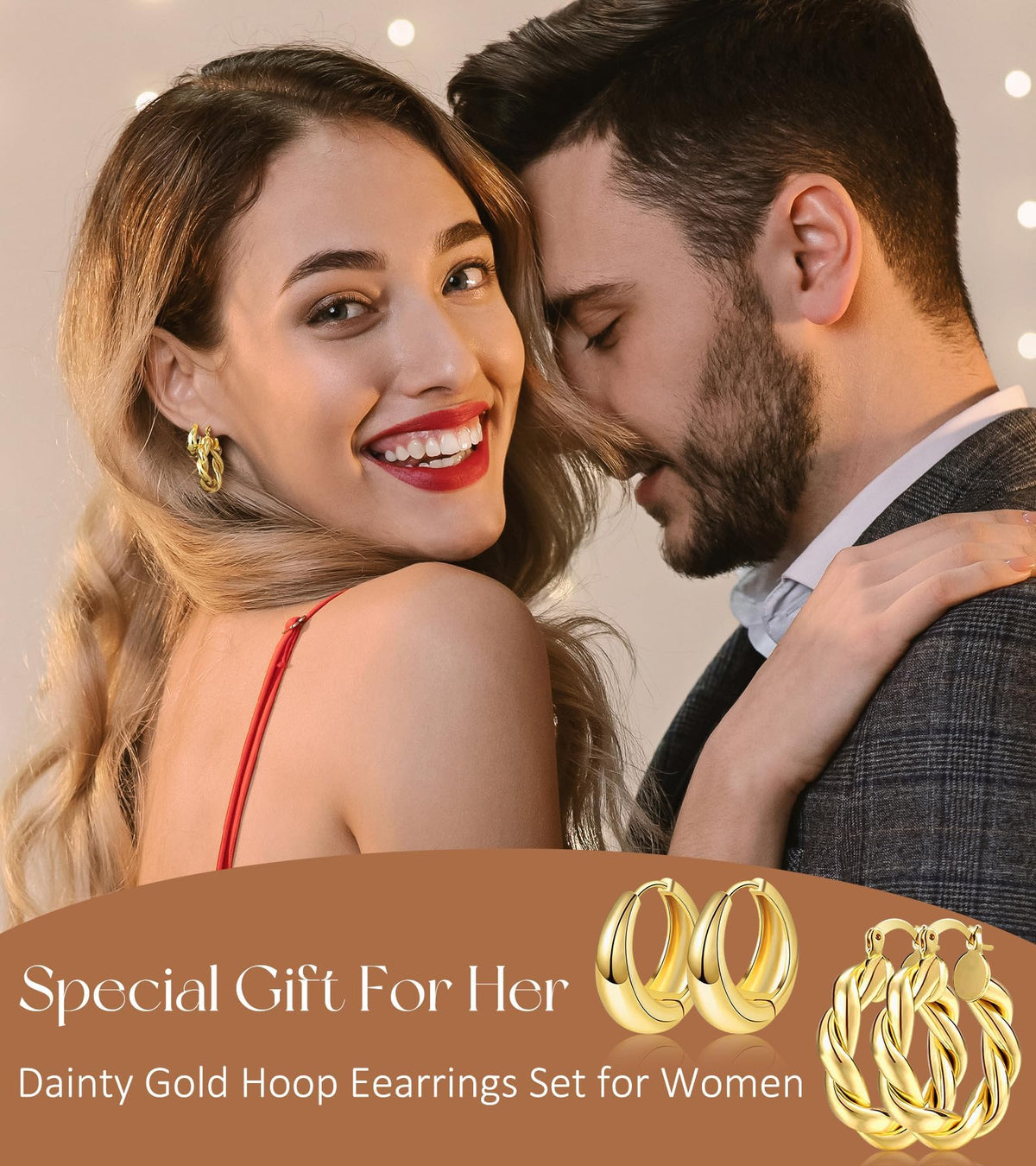 Adoyi Gold Hoop Earrings Set for Women Girl Trendy 14K Plated Gold Hoops Small Chunky Earrings Twisted Huggie Ear ring Pack Lightweight 9 Pairs Jewelry Set for Valentines Mother's Day Birthday Gifts