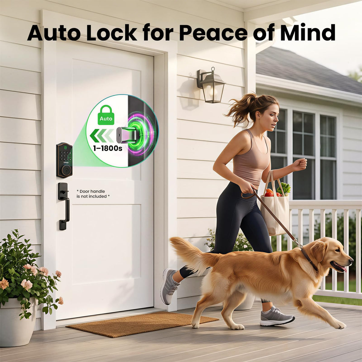 GHome Smart Fingerprint Door Lock for Front Door, 1.0s Unlock AI Self-Learning Keyless Entry Deadbolt with App Control, Keypad, Auto Lock, Digital Code Smart Lock for Home, Airbnb, Apartment, Garage