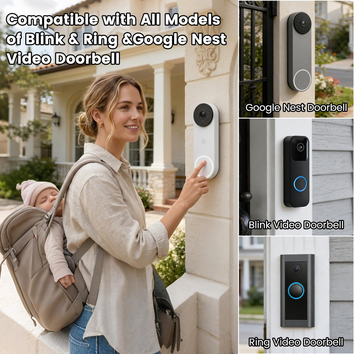 MISDUOCOCO Smart WiFi Wireless Doorbell Chime for Google Nest/Ring/Blink