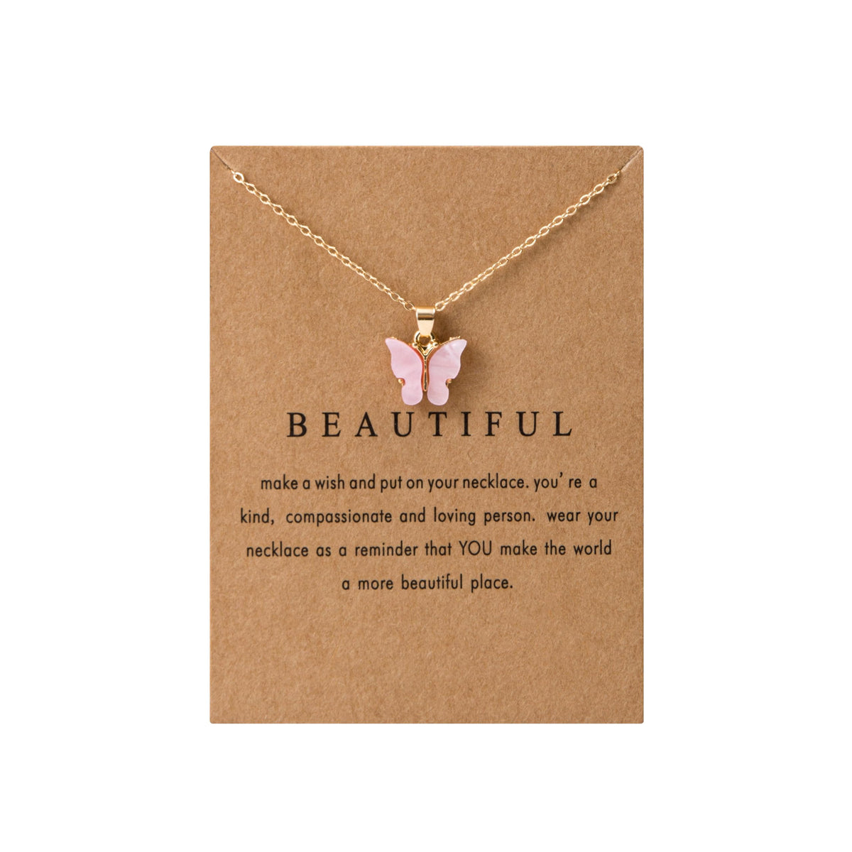 LOTSOF 18 Piece Butterfly Pendant Necklace Set, Colorful Acrylic Chain Necklaces for Women, Bohemian Jewelry Gift (18 PCS)