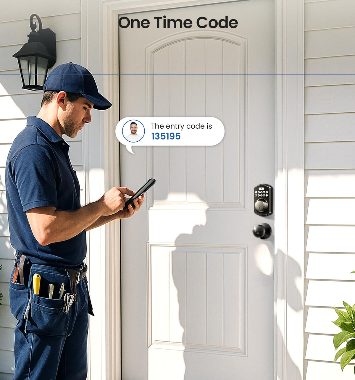 Veise KS01C Keyless Entry Deadbolt Door Lock with Knobs, Matte Black