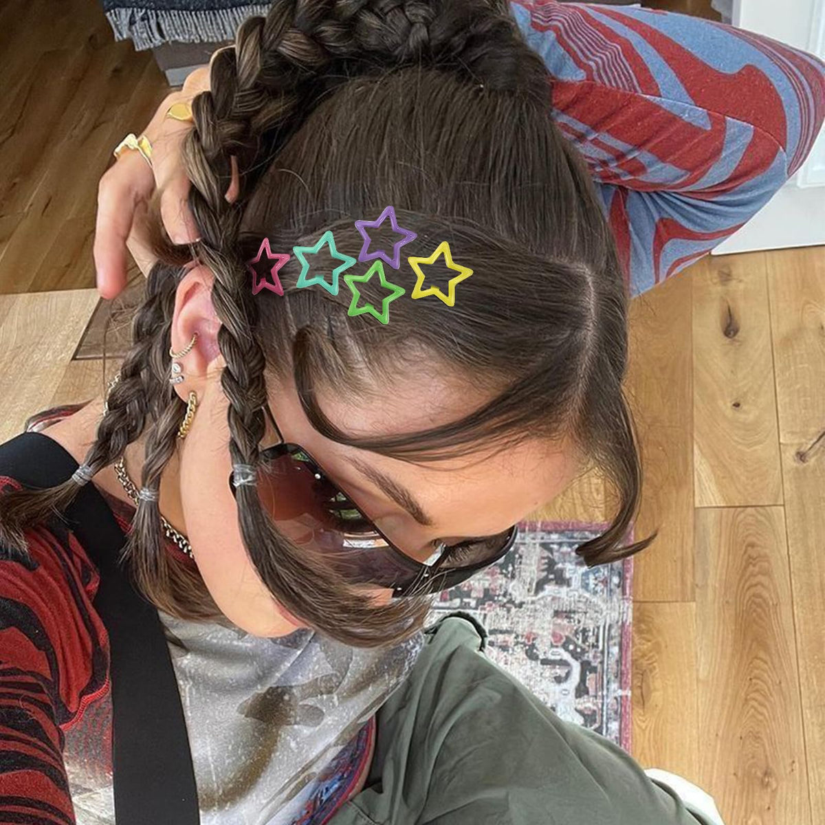 SAOROPEB Star Hair Clips Multicolor 2000s Y2K Hair Accessories-100PCS 1.18"