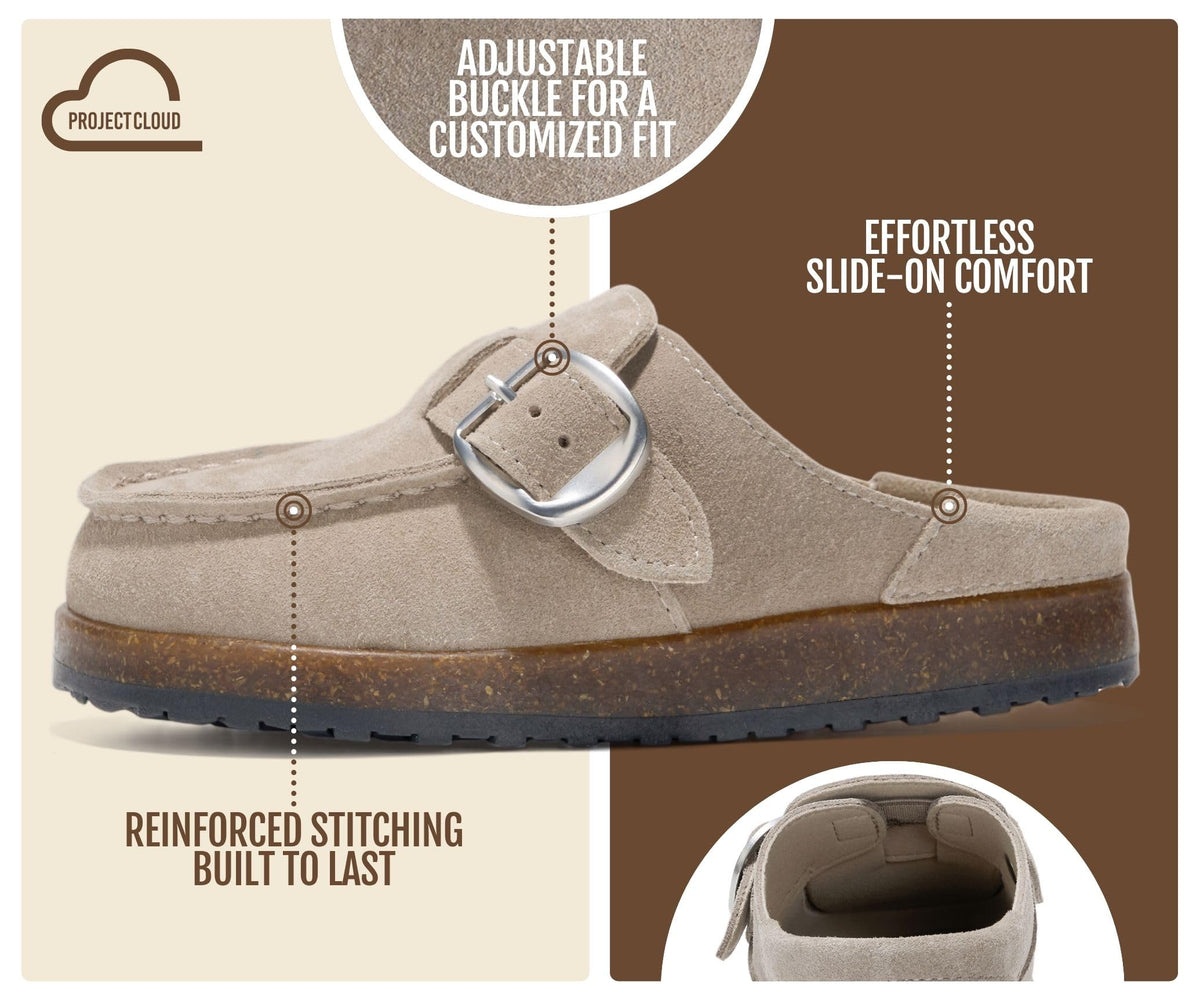 Project Cloud 100% Genuine Leather Girls Clogs - Non Slip Mules for Girls