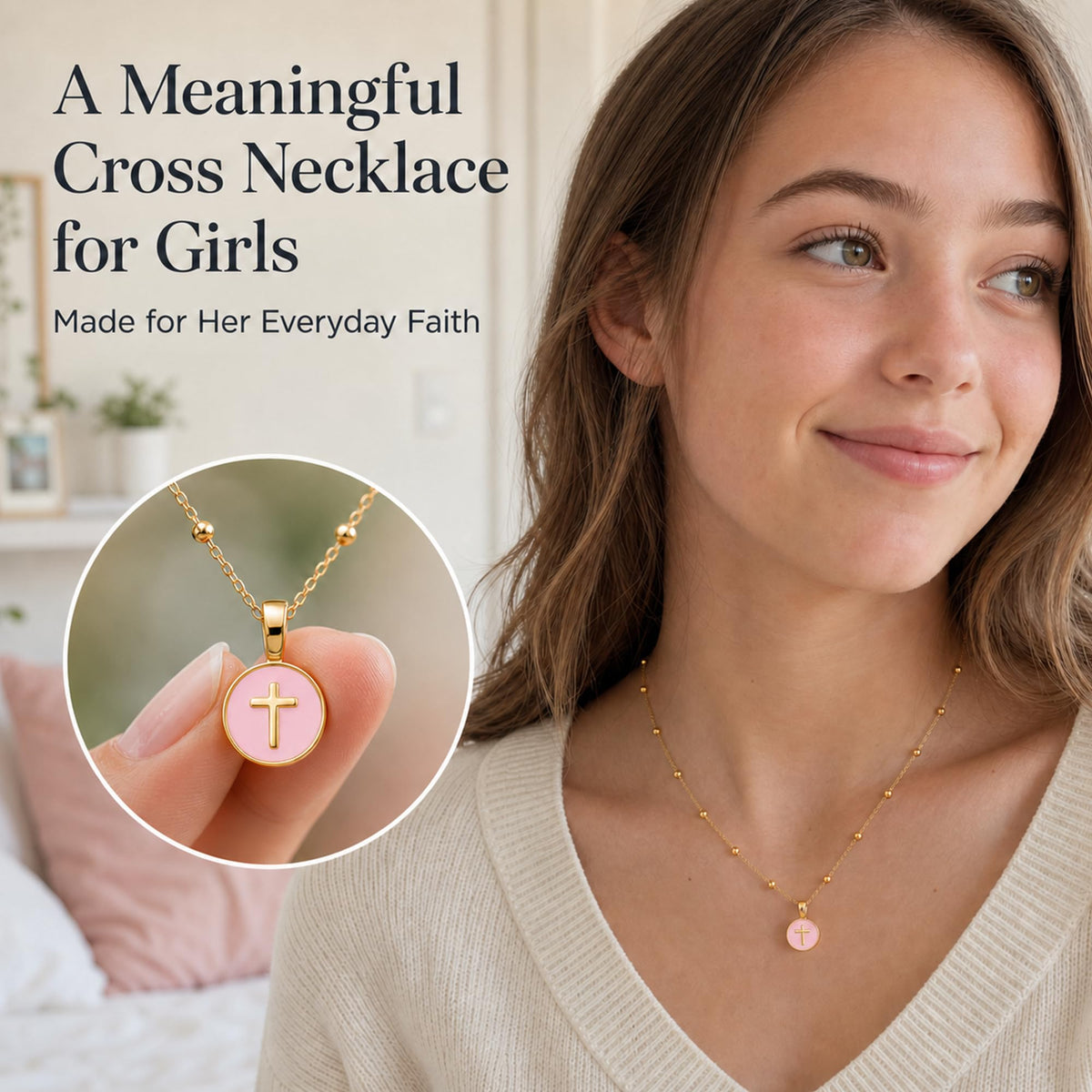 Tarsus Cross Necklace for Girls, Christian Jewelry Tween Teen Girl Gifts