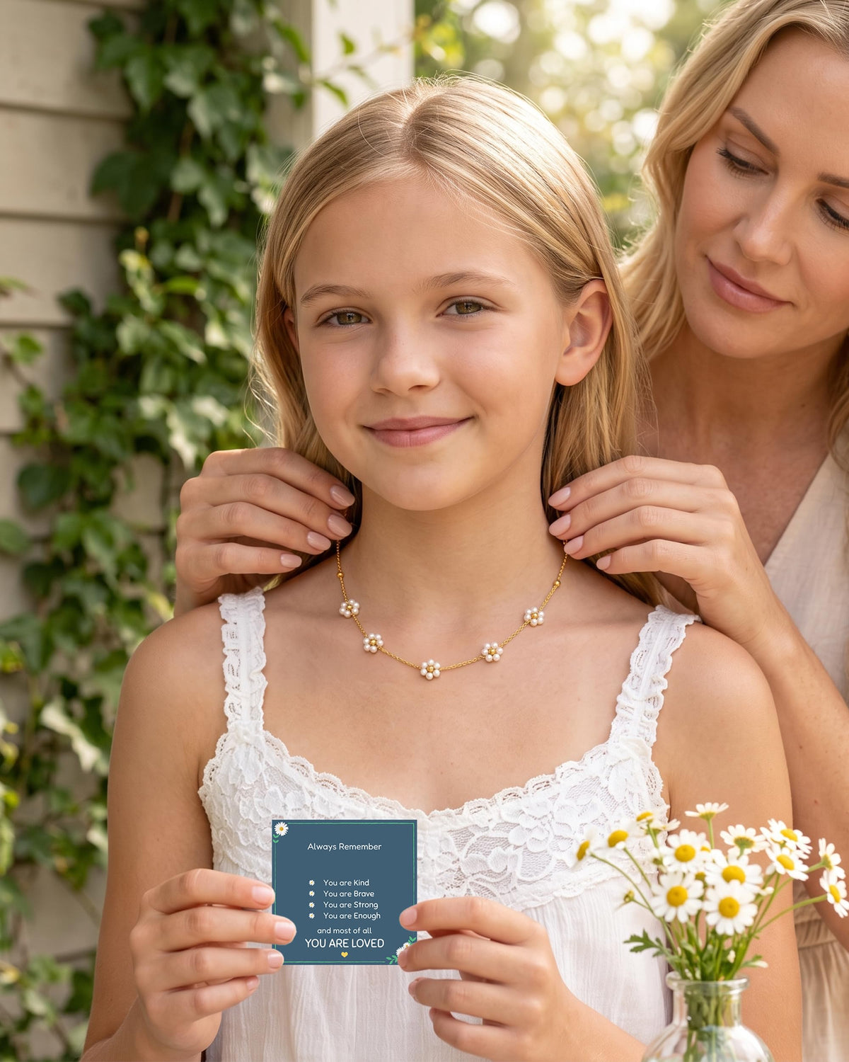 Daisy Pearl Necklace as Gifts for Teen Girls Women, Girl Jewelry Daisy Gift