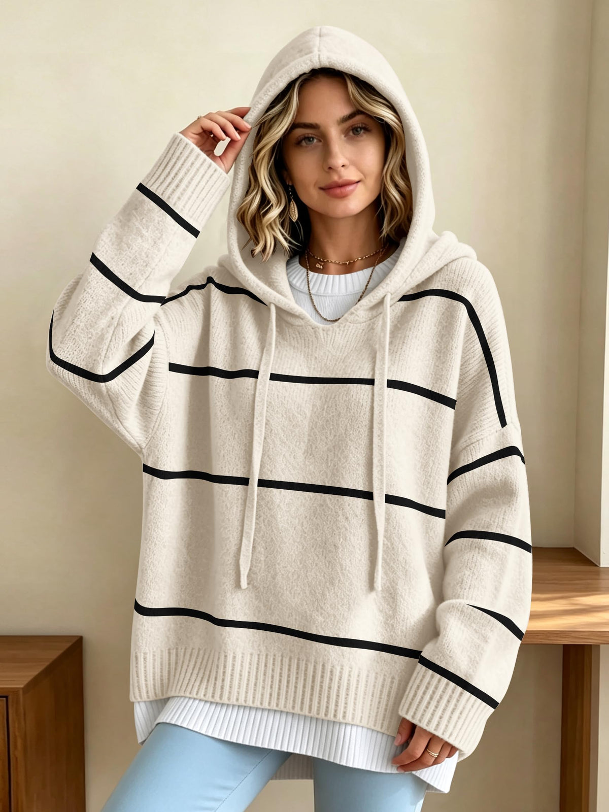 Womens Sweaters Fall Outfits Oversized Chunky Knit Pullover Sweater Hoodies