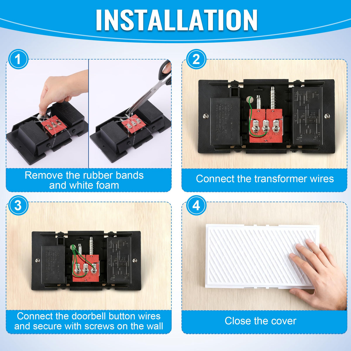 Wired Doorbell Chime, 16V 10VA Front and Rear Door Chime, Delicate Style