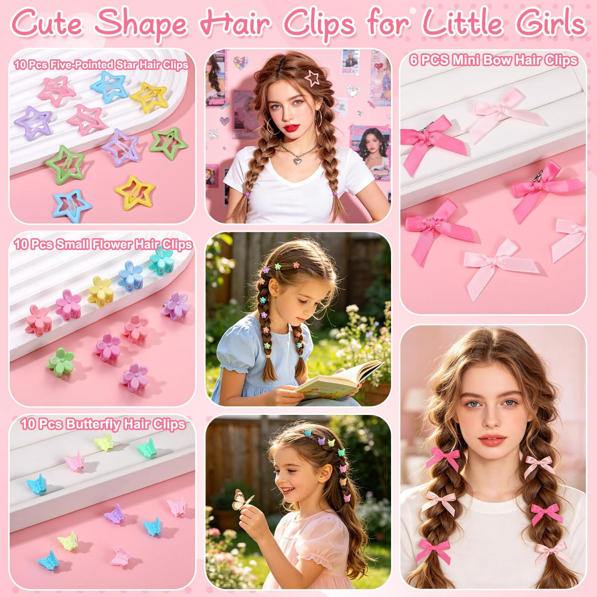 Hair Accessories Organizer with 739 Pcs Baby Hair Ties Hair Clips for Girls
