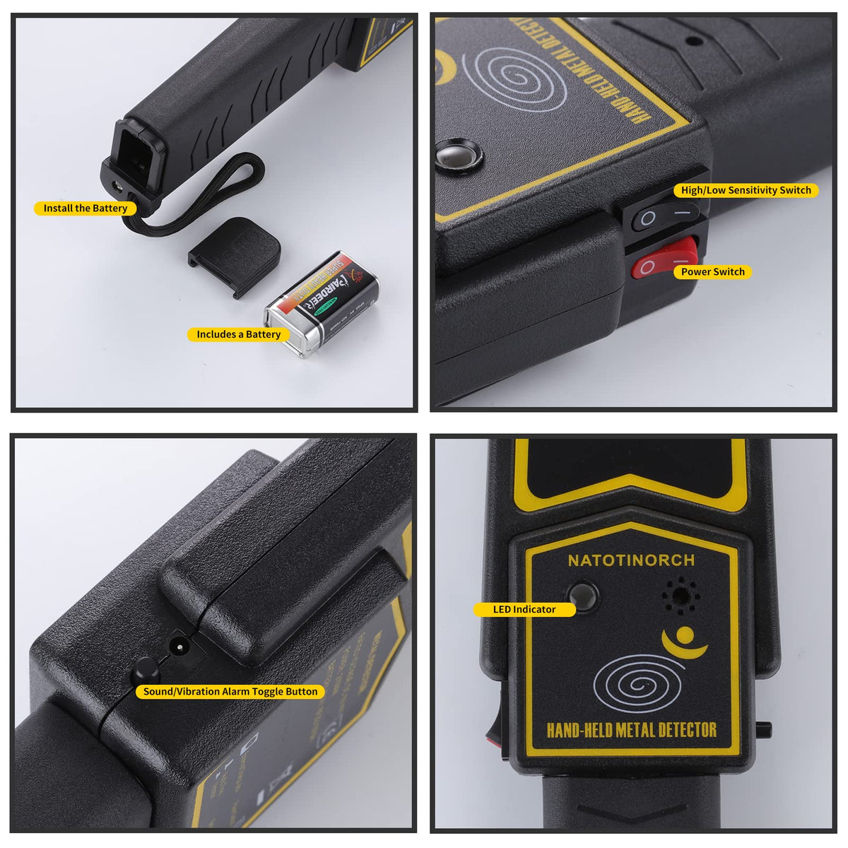 Handheld Metal Detector Wand,Security Scanner for Knives, Weapons,Metals