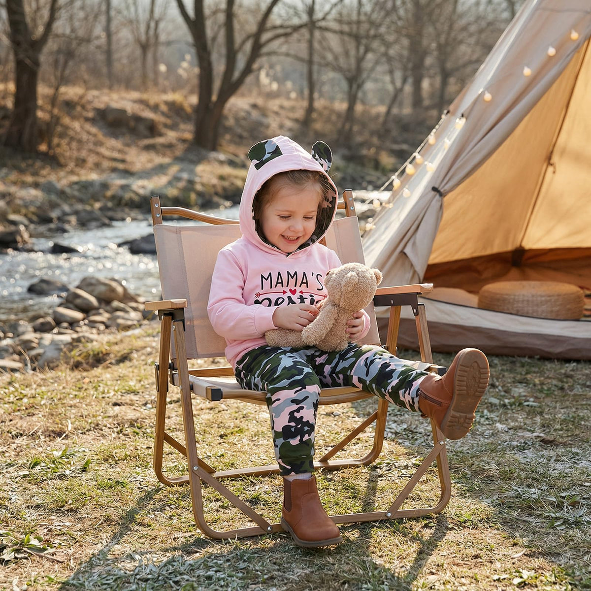 FYBITBO 2Pcs Baby Girls Fall Winter Clothes Mamas Bestie Hoodie Sweatshirt Tops & Camo Pants Outfits Clothing Sets (Pink Camo, 12-18 Months)