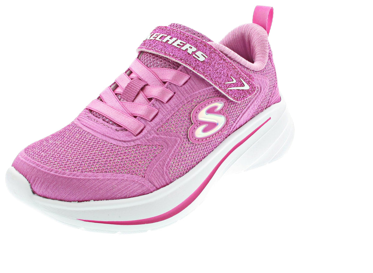 Skechers Wave 92 Tennis Shoes Sparkle Mesh Athletic Sneakers with Adaptive Closure Machine Washable, Hot Pink Textile/Trim, 13