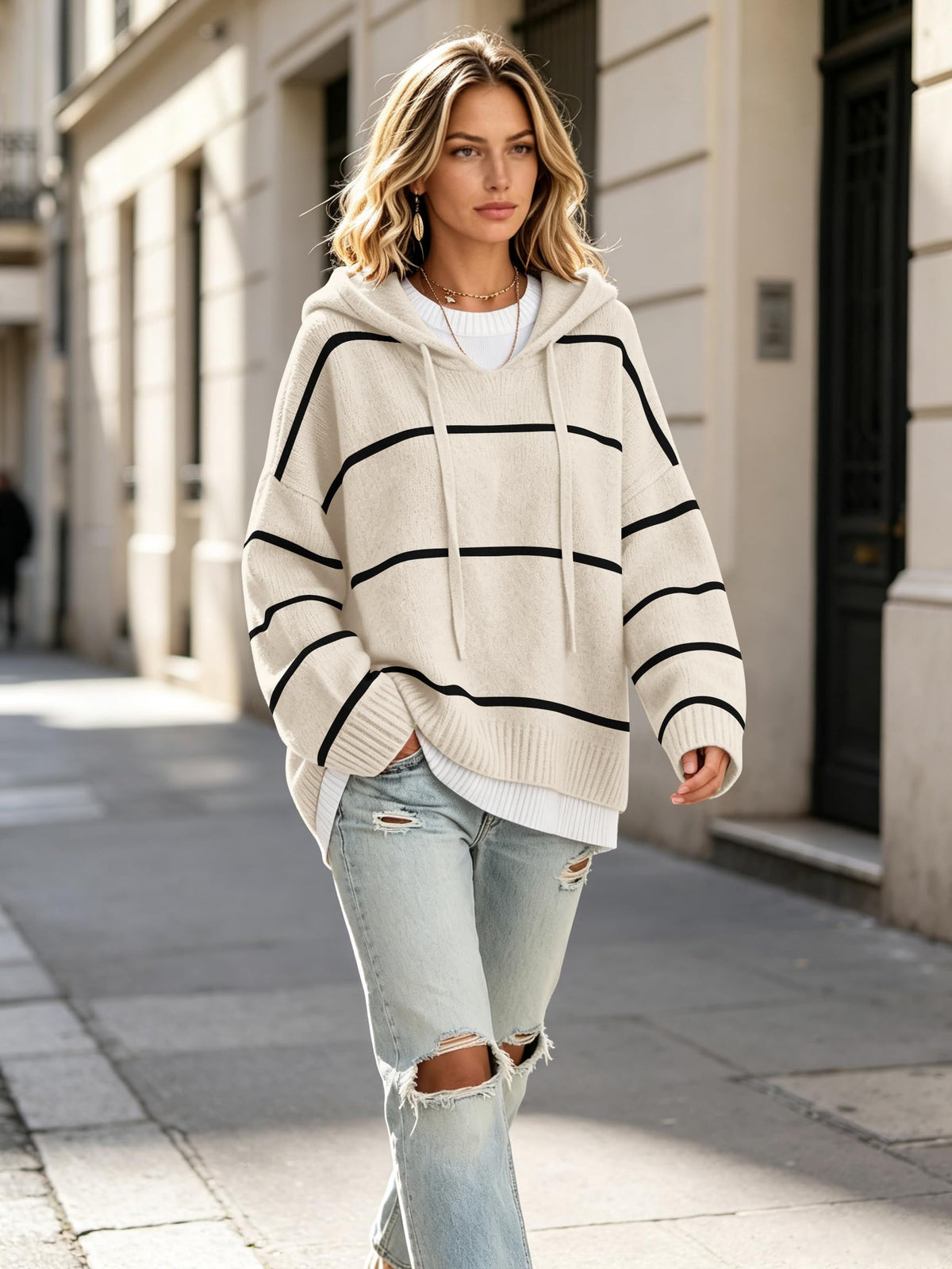 Womens Sweaters Fall Outfits Oversized Chunky Knit Pullover Sweater Hoodies