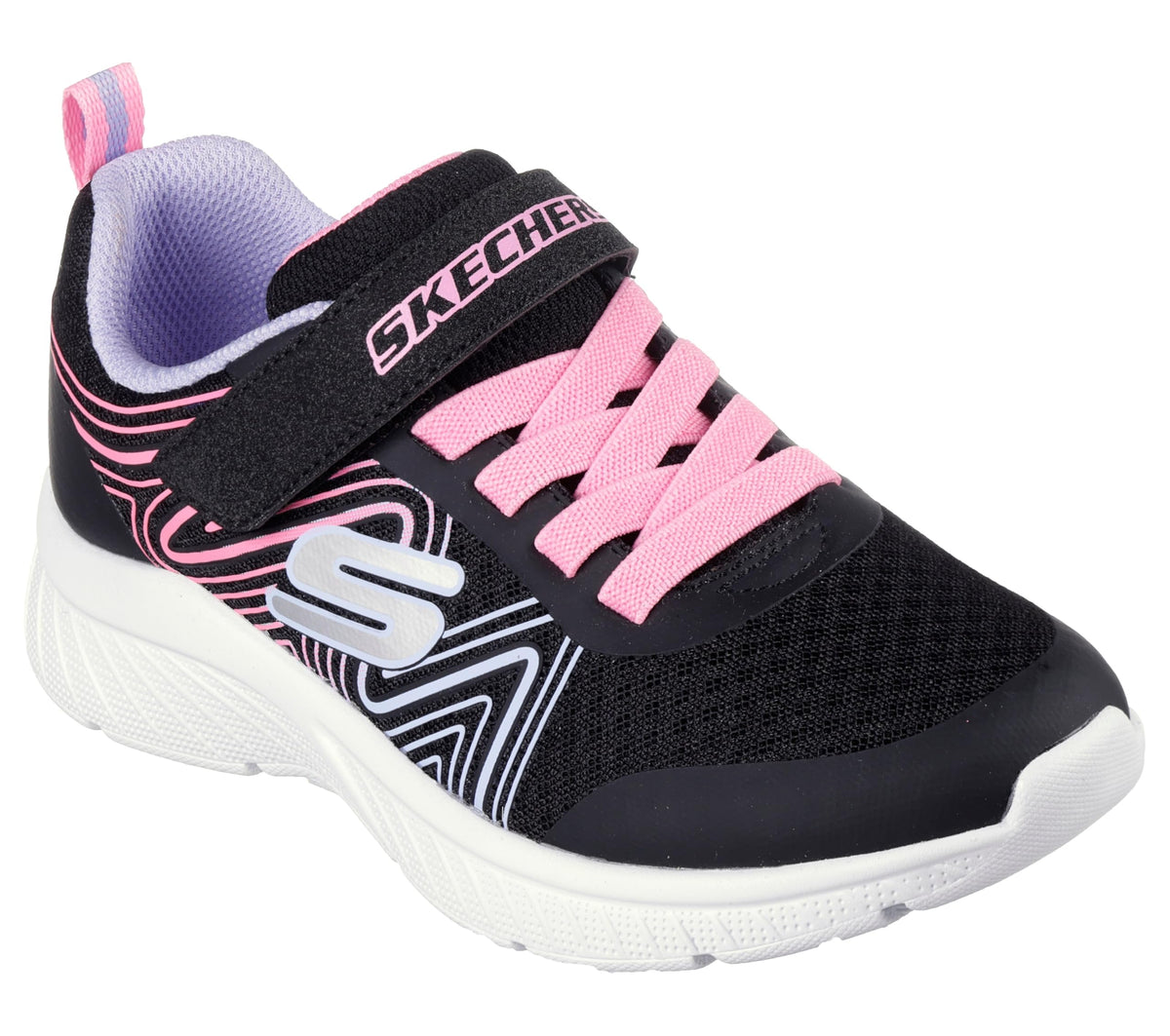 Skechers Unisex-Child Microspec Plus - Swirl Sweet Sneaker, Black/Multi, 2 Little Kid