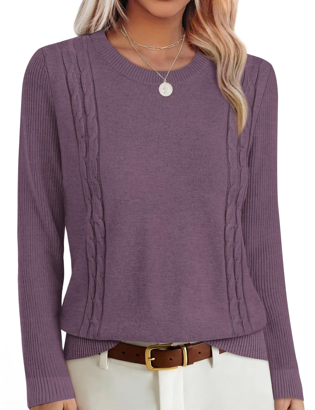 Sweaters for Women's Clothing Cozy Sweaters Fall Clothes 2026 Grey Purple S