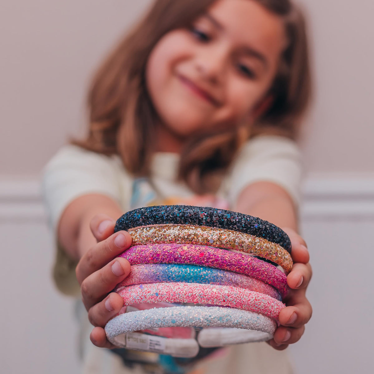 FROG SAC 6 Headbands for Girls - Thin Head Bands for Kids, Toddler Hair Band Accessories, Glitter Mermaid Floral Hairbands, Easter Basket Stocking Stuffers (Pink,Purple,Rainbow,Gold,Black,White)