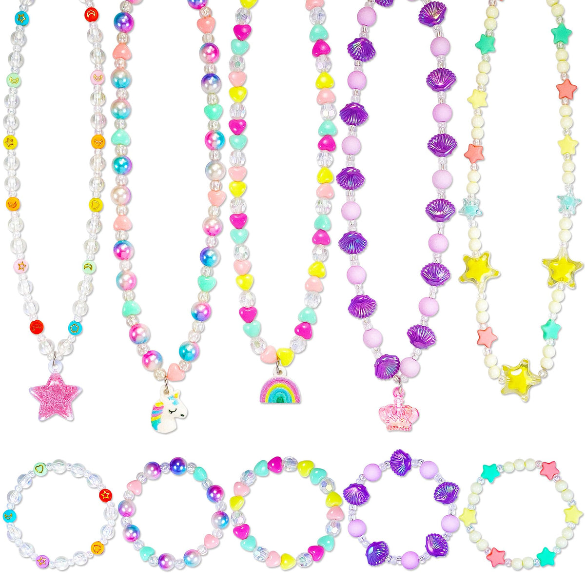 SIELEVIN Kids Jewelry for Little Girls Necklace Bracelet Children Jewelry