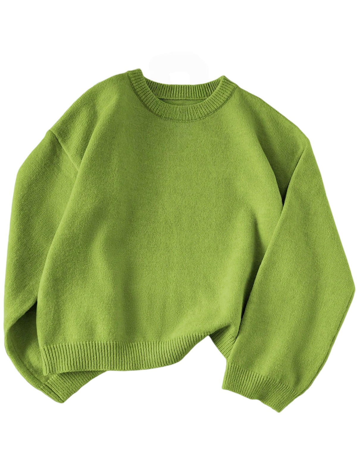 ZAFUL Women Crew Neck Sweater Long Sleeve Solid Oversized Pullover Sweater