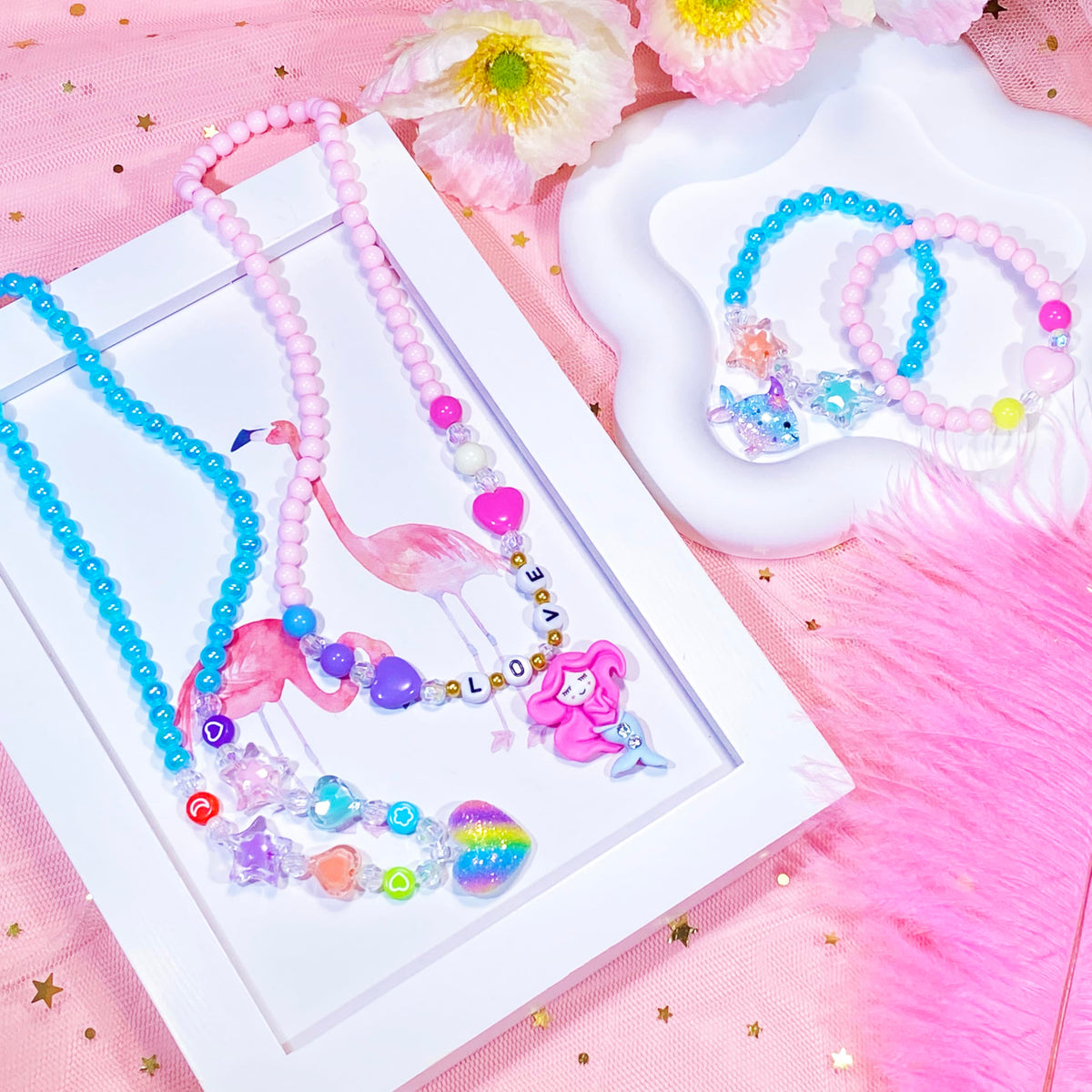 SIELEVIN Little Girl Jewelry for Kids Girls Necklace Bracelet Set Gifts