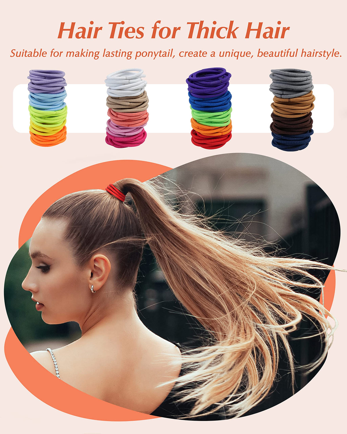 203 Pieces Hair Ties, 4MM Elastic Ponytail Holders for Women and Girls