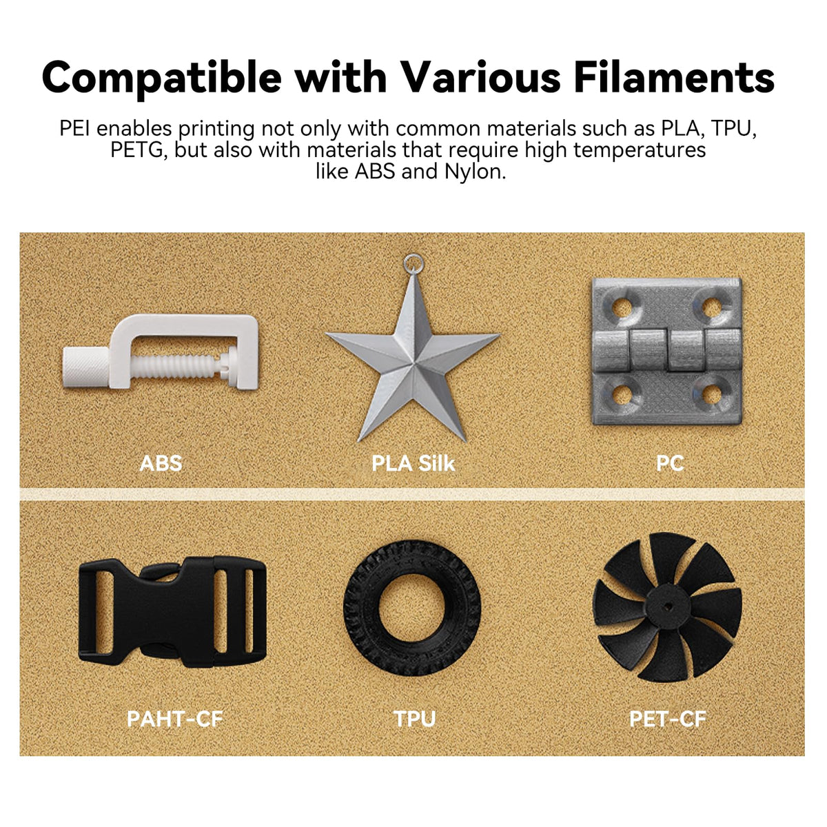 ENOMAKER Bamboo Textured PEI Build Plate for X1C/X1/P1P/P1S/A1/P2S/X2D