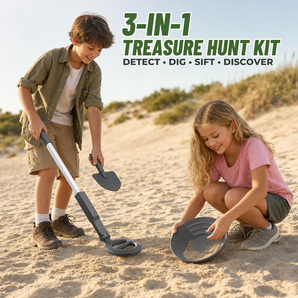 Qumiimet Kids Metal Detector Ages 4-8, Beach Treasure Hunt, Birthday Gift
