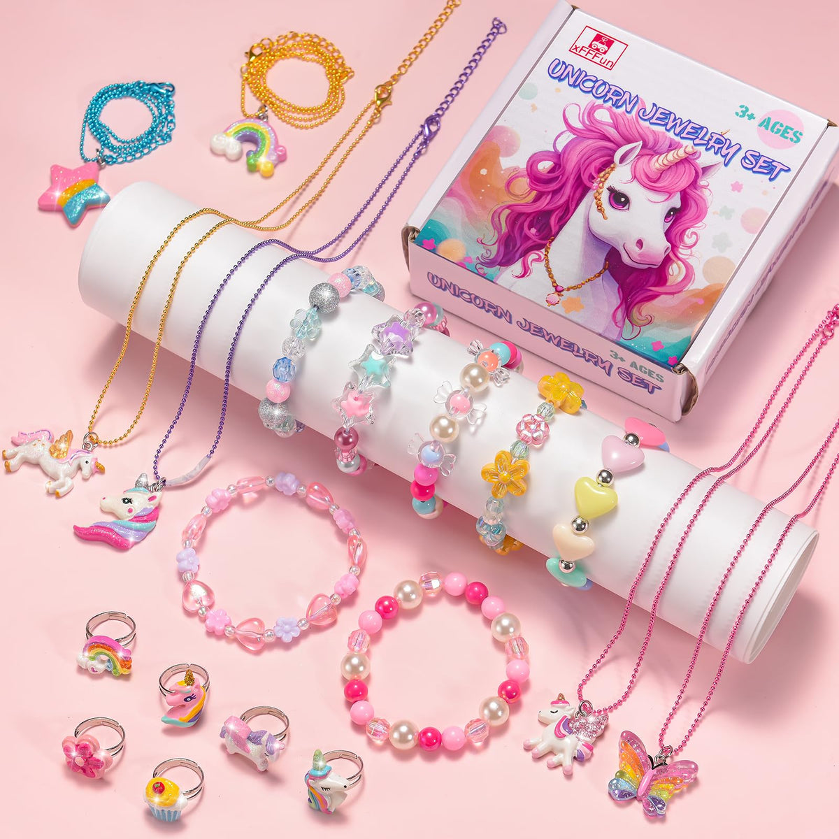 Kids Jewelry for Girls 4-6, Toddler Little Girls Play Jewelry Set 3-5 6-8