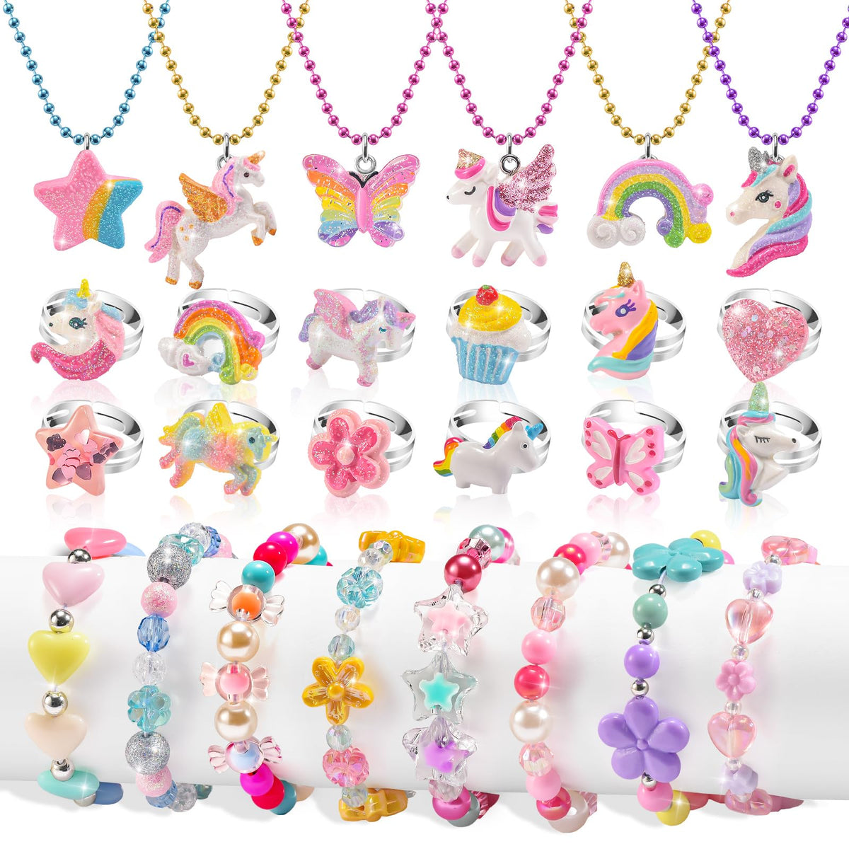 Kids Jewelry for Girls 4-6, Toddler Little Girls Play Jewelry Set 3-5 6-8