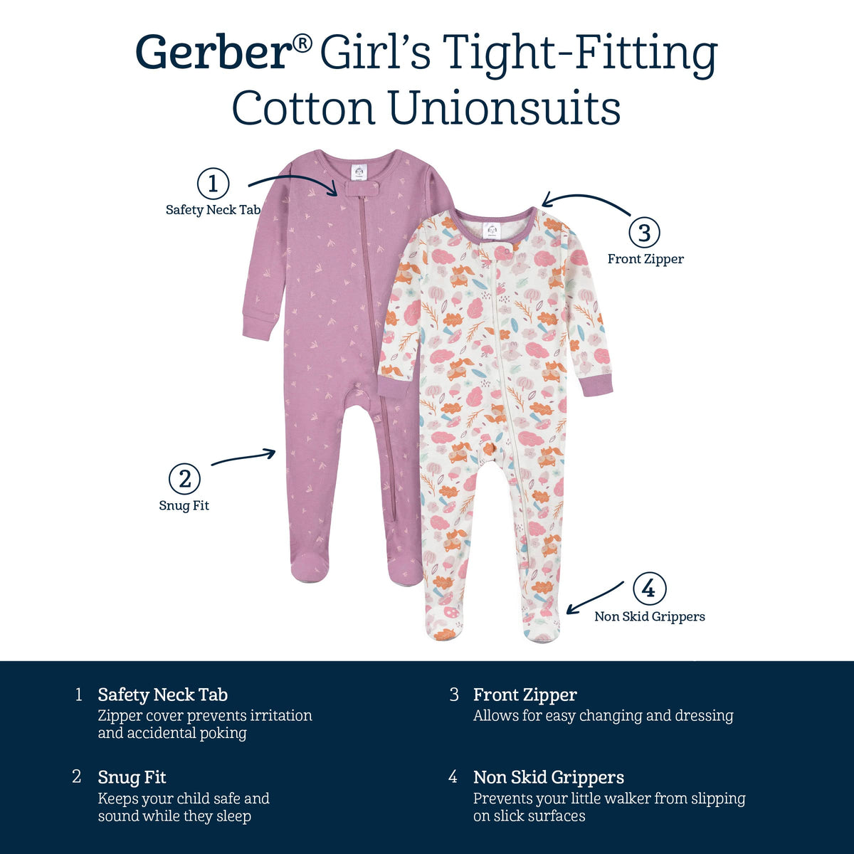 Gerber Baby Girls 4-pack Footed Pajamas And Toddler Sleepers, Unicorns Cats Pink, 18 Months US