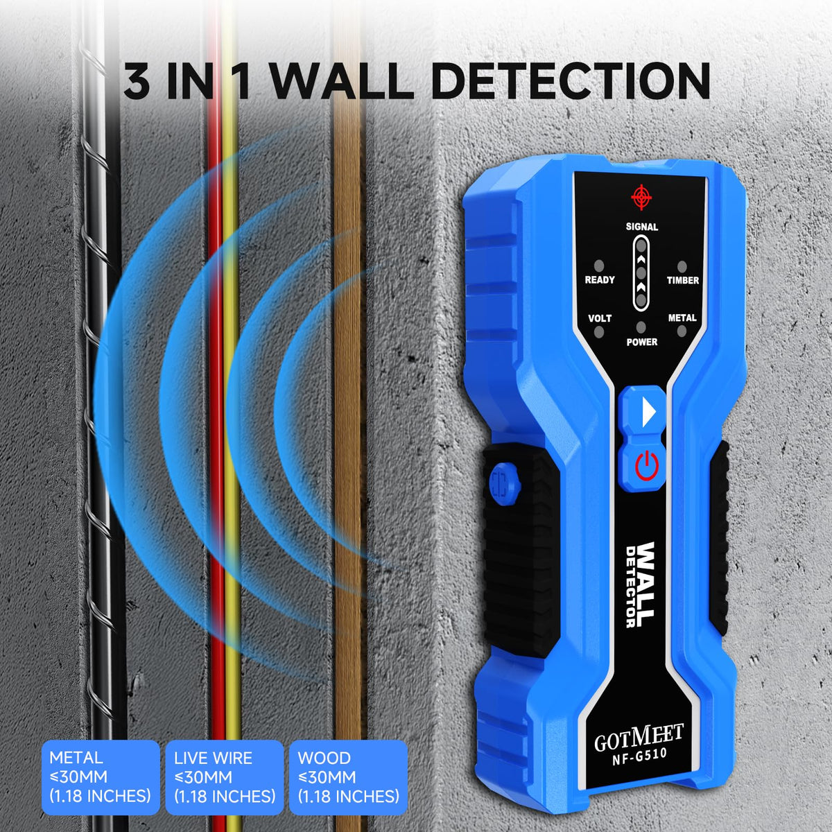 GOTMEET Stud Finder ��� Electronic 3-in-1 Stud Detector with Smart