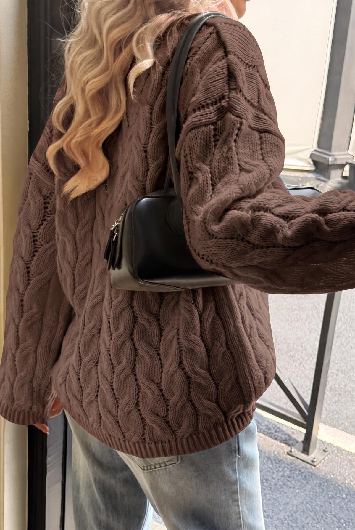 Cicy Bell Womens Oversized Cable Knit Sweaters Long Sleeve Chunky Pullover