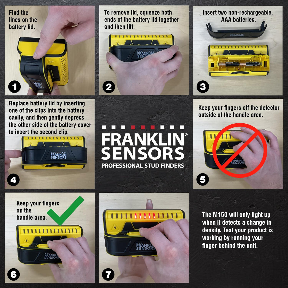 Franklin Sensors ProSensor M150/X990 9-Sensor Stud Finder, AC Wire Warning