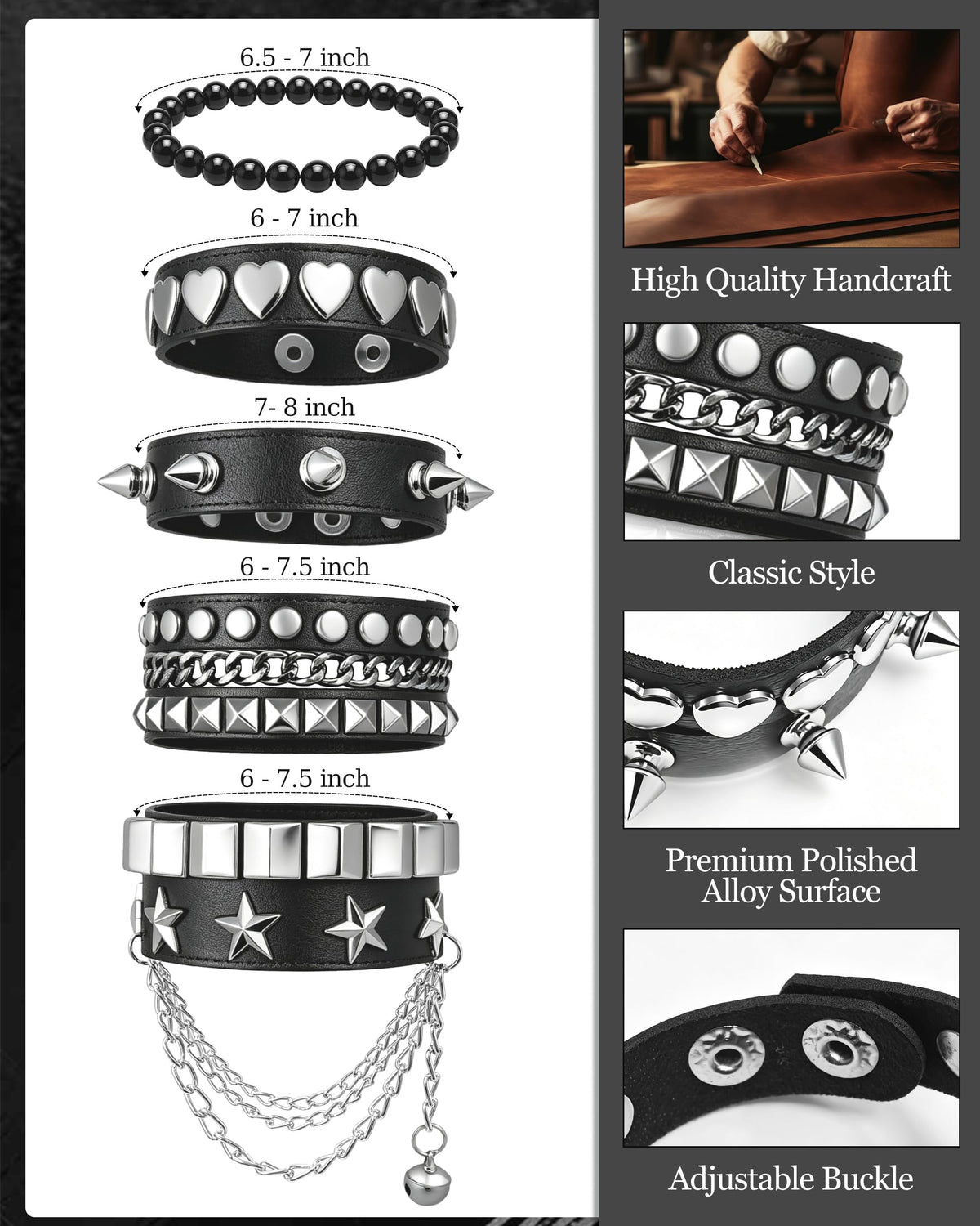 Trinckle Studded Bracelet for Teen Girl, Grunge Bracelet as Punk Accessorie