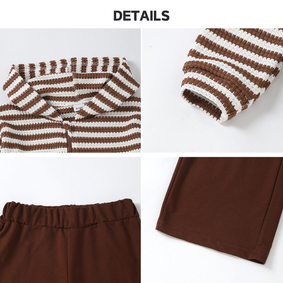 LKALPSQ Girls 2 Piece Outfit Tween Girls Fashion Clothes Set Long Sleeve + Comfortable Pants Outfits Brown 13-14 Years